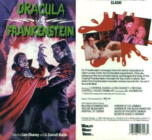 Dracula vs. Frankenstein Videos (VHS